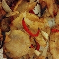 El cooksnap de Natalia Yarussi cuando hizo Entraña confitada con guarnición de papas, cebolla y morrón.
