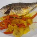 El cooksnap de Esther Pérez cuando hizo Dorada al horno con pimientos y cebolla.