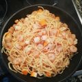 El cooksnap de Leticia Rois cuando hizo Espaguetis con gambas y surimi al ajillo.