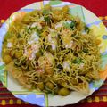 Alia Khan 's cooksnap of when they made Samosa chat.