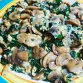 El cooksnap de Izaskun Ferreiro Inza cuando hizo Revuelto de champiñones con espinacas y pavo.