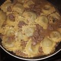 Dan Flynn's cooksnap of when they made Easy Ravioli in a sausage, garlic, and wine sauce.