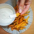 El cooksnap de Salma cuando hizo Batatas "fritas" con salsa de yogur y mostaza.