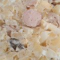 El cooksnap de Sandra cuando hizo Ensalada alemana (kartoffelsalat) con salchichas de queso ahumadas (Bockwurst).