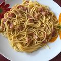 El cooksnap de Paloma del Sol cuando hizo Espaguetis a la auténtica carbonara (Thermomix).