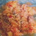 El cooksnap de Daniela aymi cuando hizo Guiso de arroz, papas y salchichas parrilleras.