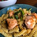 Koya Matsuno's cooksnap of when they made Salmon Asparagus pasta seasoned with butter/soy sauce combo.
