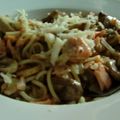 El cooksnap de MaryGlory cuando hizo Udon con salmón ahumado y champiñones.