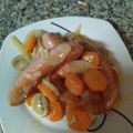 El cooksnap de Mari José cuando hizo Salchichas de pollo con verduras y arroz aromatizado.