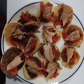 El cooksnap de pilar lucena cuando hizo Blinis de cebolla caramelizada, pimiento del piquillo y filetes de melva.