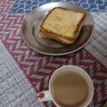 Aarushi Garg's cooksnap of when they made Sev namkeen veg sandwich.