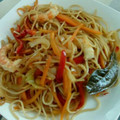 El cooksnap de MaryGlory cuando hizo Tallarines con gambas estilo chino.