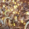 El cooksnap de Suley Vides cuando hizo Carne de res con granos de elote en salsa de jalapeños.