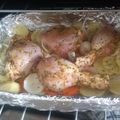 El cooksnap de claudia cuando hizo Muslos de pollos con papas al horno.