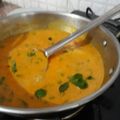 Asha Sharma's cooksnap of when they made Spinach Kadhi...with pakoda.