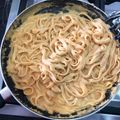 El cooksnap de Ale Flamarique cuando hizo Espaguetti con pollo en crema chipotle.