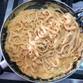 El cooksnap de Ale Flamarique cuando hizo Espaguetti con pollo en crema chipotle.