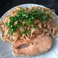 El cooksnap de Catlos cuando hizo Macarrones pluma con salmón fresco y albahaca.
