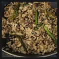 El cooksnap de Cari cuando hizo Arroz integral con espárragos verdes y champiñones.
