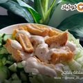 صورة من ام عماد الثبتي، شاركها بعد تجربة وصفة سلطة سيزر مع قطع برجر الدجاج