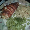 Jessica's cooksnap of when they made Bacon-Wrapped/ Cheese-Stuffed Chicken Breast.
