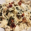 El cooksnap de Eduardo Borrayo cuando hizo Spaghetti con pollo, kale y limón.