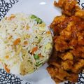 Hina Ibrahim's cooksnap of when they made Chicken Shashlik with egg fried rice.