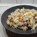 El cooksnap de Elvira Galiano cuando hizo 210. Ensalada de pasta con pollo y piña.