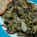 El cooksnap de Duphi cuando hizo Brócoli con setas y berenjena.