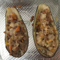 El cooksnap de Mavericks cuando hizo Berenjena rellena de soja texturizada.