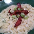 larissaoldenhof's cooksnap of when they made Gorgonzola Fettuccine With Spinach And Bacon.