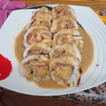 El cooksnap de Jose Alcon cuando hizo Pechuga de pollo rellena de jamón, queso y tortilla en salsa de vino y cebolla.