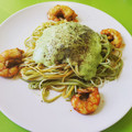 El cooksnap de Joan Fuentes cuando hizo Spaghetti con salsa de calabacín y langostinos (sin gluten).