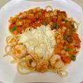 Cooksnap của Nguyễn Thị Bích Đào khi họ làm theo món Mì Spaghetti xiên tôm sốt cà chua