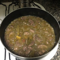 El cooksnap de Alex cuando hizo Riñones de cerdo en salsa de cebolla morada y almendras.