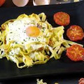 El cooksnap de Evangelina cuando hizo Fideos con queso cremoso y huevo frito.
