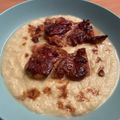El cooksnap de Laura SMz cuando hizo Contramuslo Teriyaki sobre Crema de Puerros 🍗.