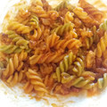 El cooksnap de Laura Ber cuando hizo Macarrones veganos con soja texturizada.