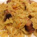 Scott Steeg's cooksnap of when they made Bow Ties with sausage tomatoes and cream.