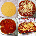 El cooksnap de Gabriela Diez cuando hizo Polenta con queso cremoso y salchichas en salsa de tomate.