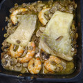 El cooksnap de Pablo Sardon Hernandez cuando hizo Bacalao con champiñón y langostinos al ajillo.