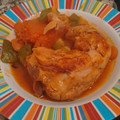 El cooksnap de Dai Flores Polo cuando hizo Estofado de pollo reducido en calorías (light) sin aceite agregado.