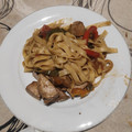 El cooksnap de Toni jimenez cuando hizo Fetuccini de espinacas con verduras y solomillo de atún.