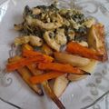 El cooksnap de Marcelo Vidal cuando hizo Pollo a la crema de espinaca con papas y batatas al horno.