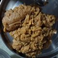navya Gandhi 's cooksnap of when they made Besan halwa.
