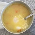 El cooksnap de Ana Pernas cuando hizo Caldo de pollo con fideos, zanahoria, cebolla y huevo cocido.