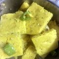 kruti buch's cooksnap of when they made ચણા ના લોટ ના ખમણ.