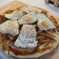 El cooksnap de Karina Borges cuando hizo Pizza casera con queso papitas y huevos fritos.