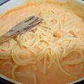 El cooksnap de Fatima Garcia de Carrillo cuando hizo Espagueti con tocino en salsa de queso y tomate¡.