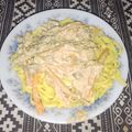El cooksnap de Tiziana Patiño cuando hizo Fideos o arroz con pollo.